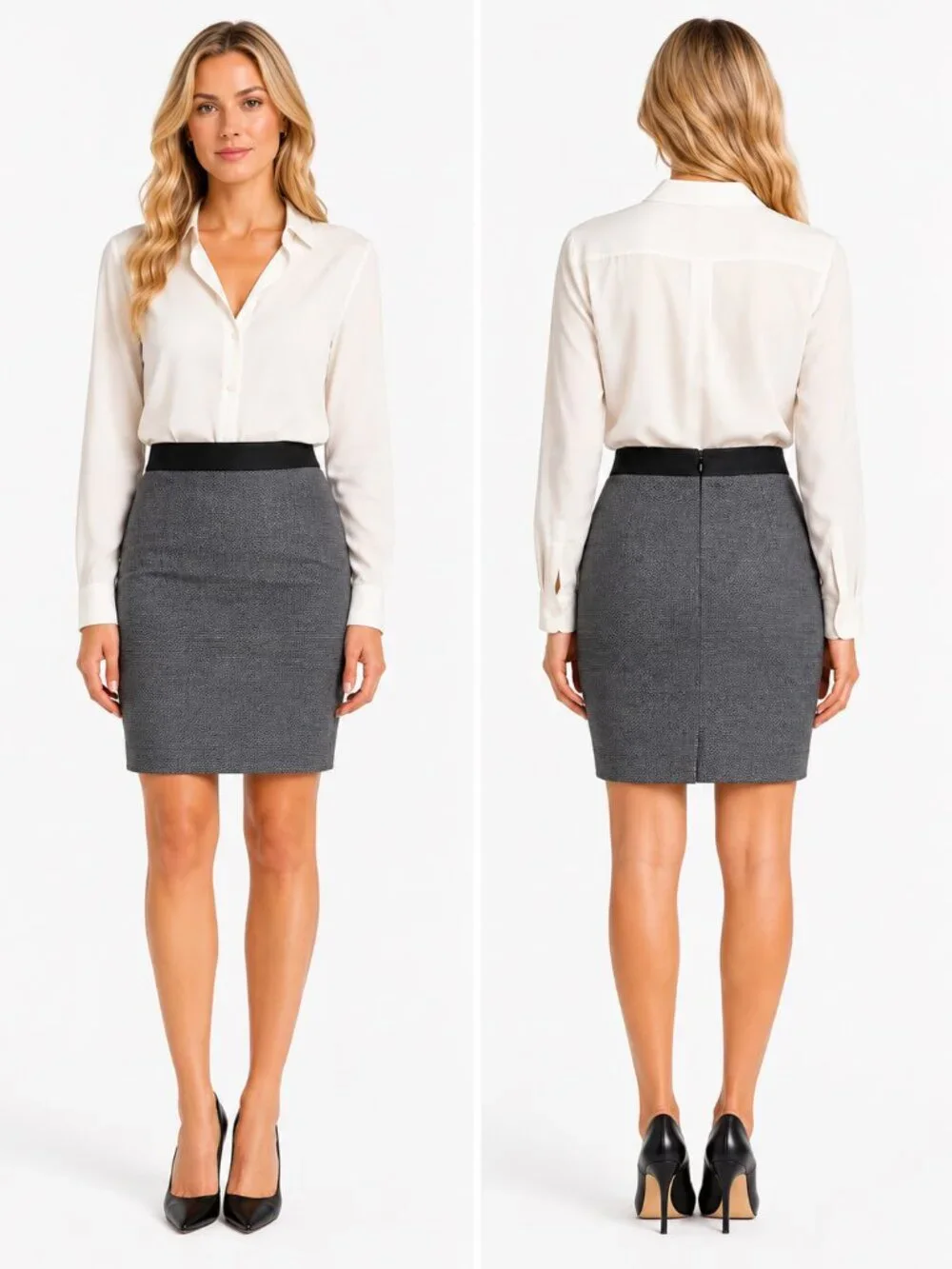 BOSS Hugo Boss Wool Blend Tailored Pencil Skirt Women Gray Office Formal US 8